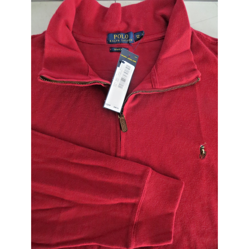 Polo Ralph Lauren Mens Quarter Zip Estate Rib Sweater Men’s 3XB Red NWT